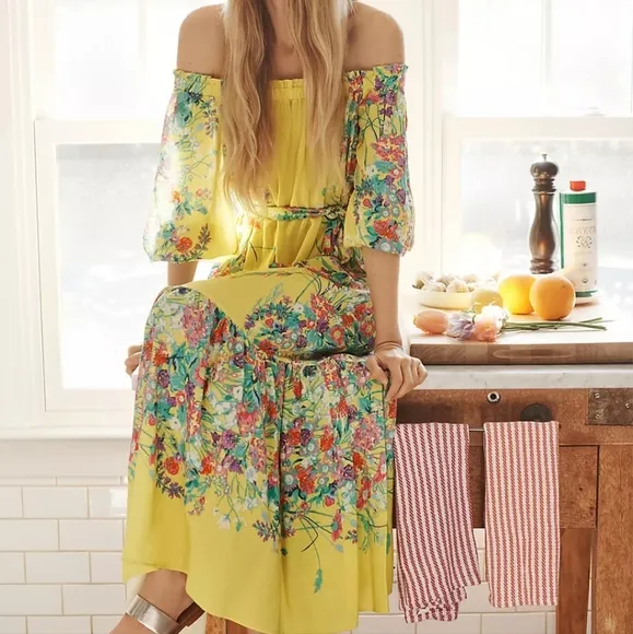 Anthropologie Eliora Off The Shoulder Maxi Dress XS