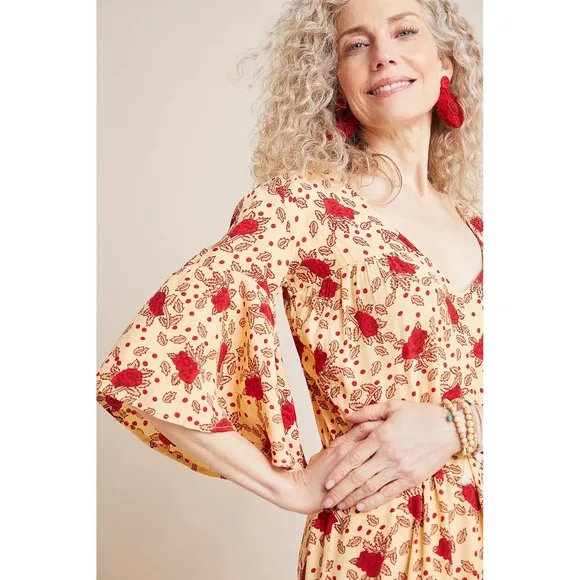 Anthropologie Faithfull Melia Midi Dress Boho Floral Size 6