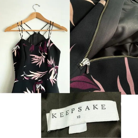 ANTHROPOLOGIE KEEPSAKE The Label Black Pink Black Fit Flare Fiction Dress Floral