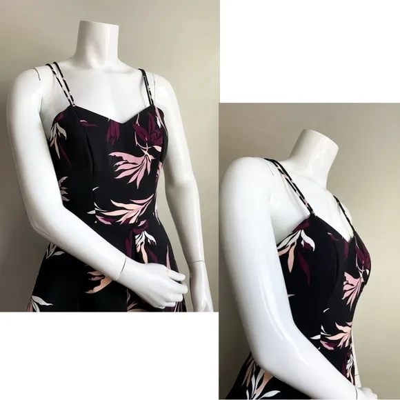 ANTHROPOLOGIE KEEPSAKE The Label Black Pink Black Fit Flare Fiction Dress Floral