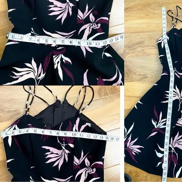 ANTHROPOLOGIE KEEPSAKE The Label Black Pink Black Fit Flare Fiction Dress Floral