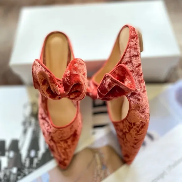 Anthropologie Livia Velvet Bow Flats