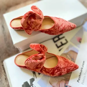 Anthropologie Livia Velvet Bow Flats