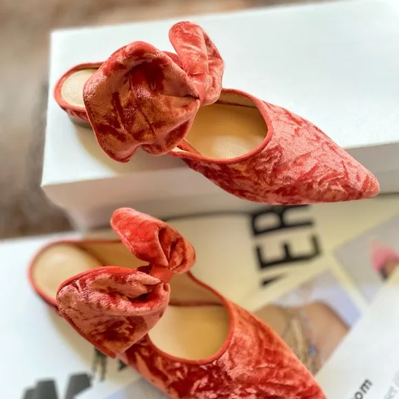Anthropologie Livia Velvet Bow Flats