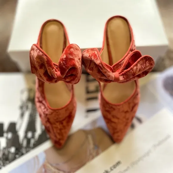 Anthropologie Livia Velvet Bow Flats
