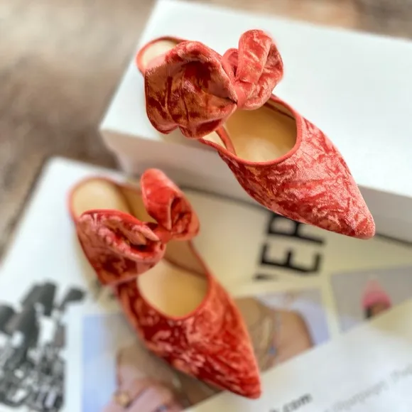 Anthropologie Livia Velvet Bow Flats