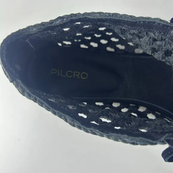 Anthropologie Pilcro Black Lace-Up Woven Almond Toe Flats Oxford Women's Size 39
