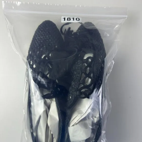 Anthropologie Pilcro Black Lace-Up Woven Almond Toe Flats Oxford Women's Size 39
