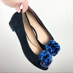 Anthropologie | Raffia Pom Pointed Toe Flats