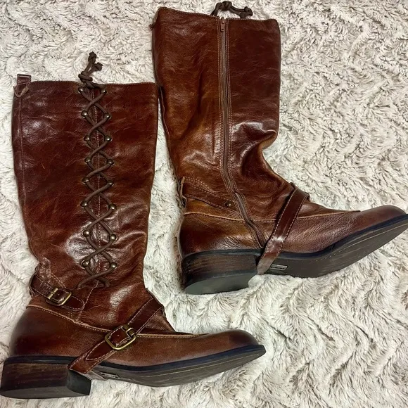 Anthropologie Schuler &amp; Sons Philadelphia Leather Brown Tall Equestrian Boots
