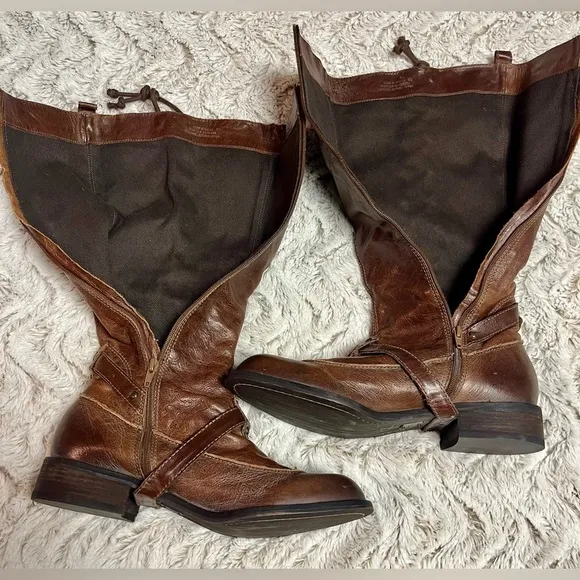 Anthropologie Schuler &amp; Sons Philadelphia Leather Brown Tall Equestrian Boots