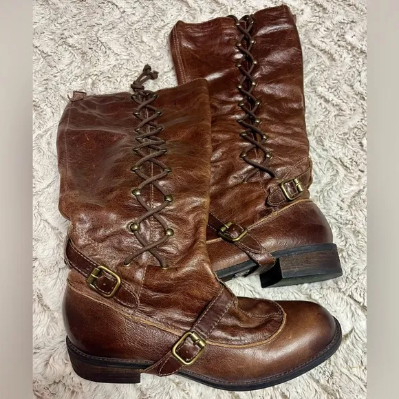 Anthropologie Schuler &amp; Sons Philadelphia Leather Brown Tall Equestrian Boots