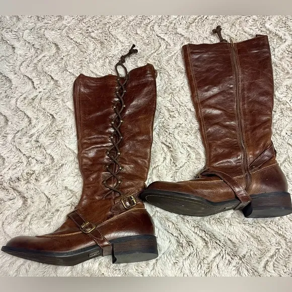 Anthropologie Schuler &amp; Sons Philadelphia Leather Brown Tall Equestrian Boots
