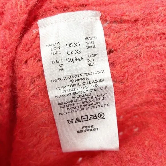Anthropologie Ruffled Boat Neck Sweater Women’s size XS Wool Blend Pink NWT