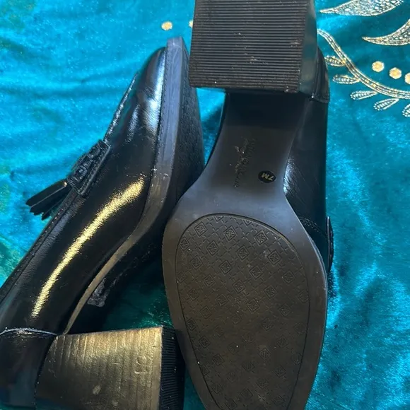 ANTONIO MELANI Black Flats with Tassel and Metallic Accents