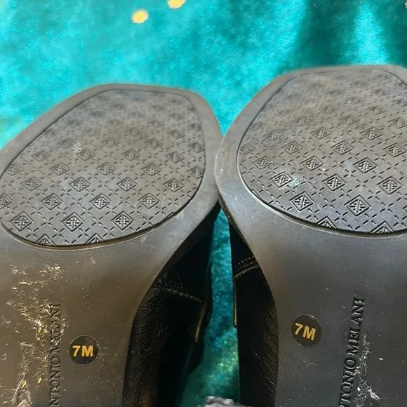 ANTONIO MELANI Black Flats with Tassel and Metallic Accents