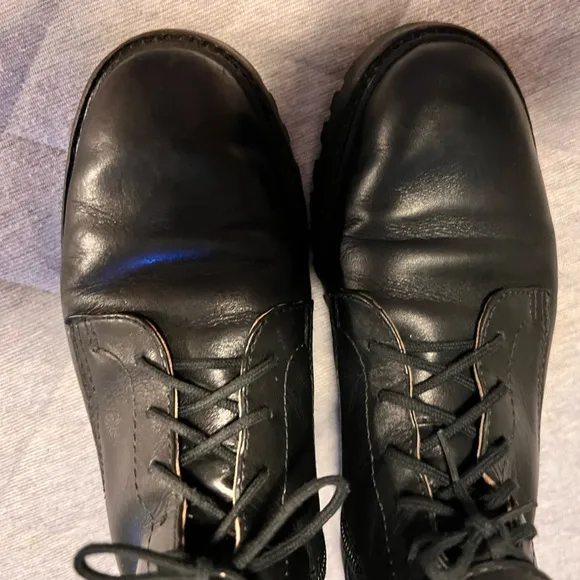ANTONIO MELANI Sz 6 Black Leather Combat Moto Boots Excellent Condition