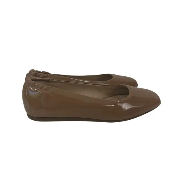 Antonio Melani Women Ballet Flats Tan Beige Patent Leather Size 7M Comfort Shoes