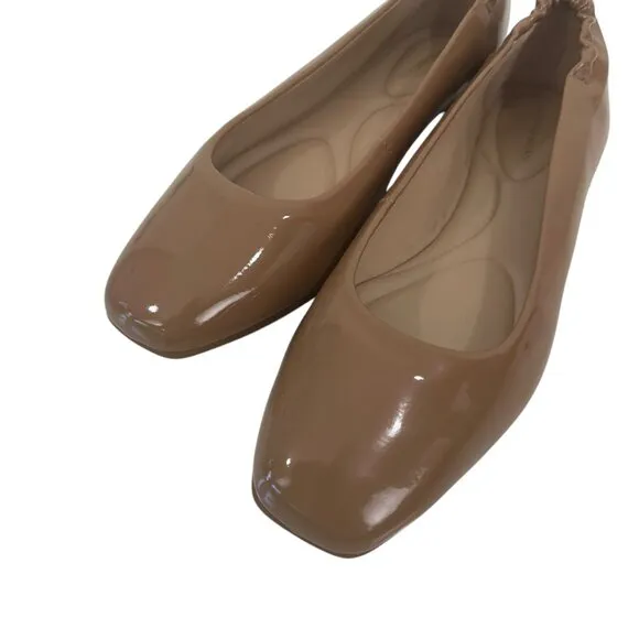 Antonio Melani Women Ballet Flats Tan Beige Patent Leather Size 7M Comfort Shoes