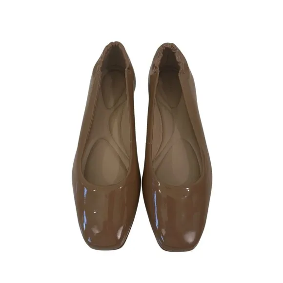 Antonio Melani Women Ballet Flats Tan Beige Patent Leather Size 7M Comfort Shoes