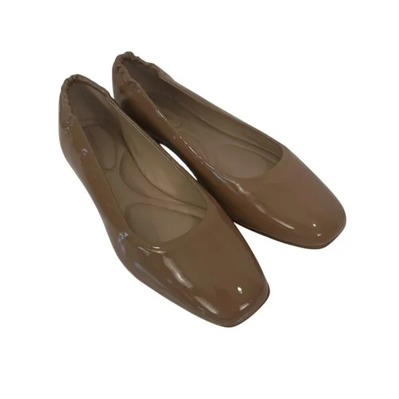 Antonio Melani Women Ballet Flats Tan Beige Patent Leather Size 7M Comfort Shoes