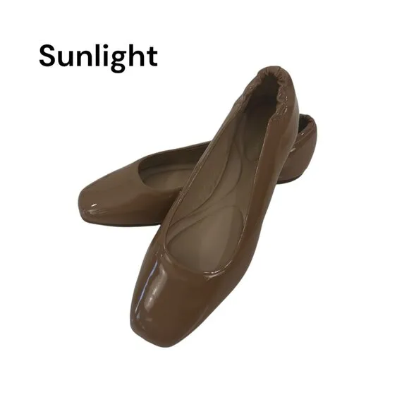 Antonio Melani Women Ballet Flats Tan Beige Patent Leather Size 7M Comfort Shoes