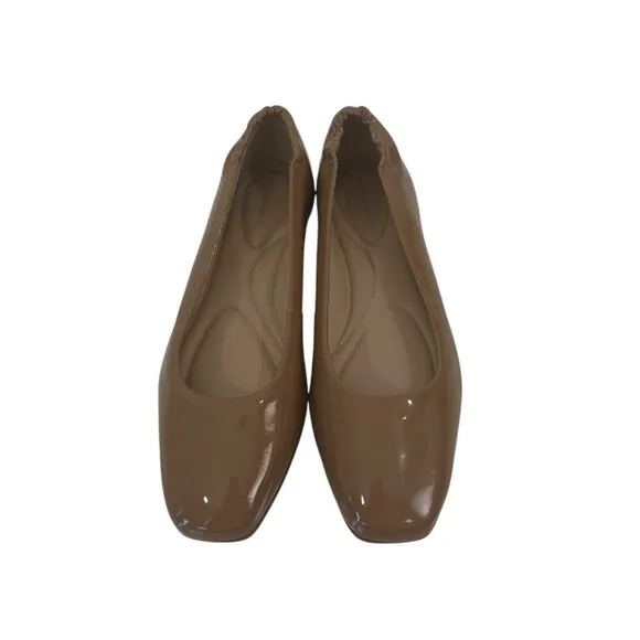 Antonio Melani Women Ballet Flats Tan Beige Patent Leather Size 7M Comfort Shoes