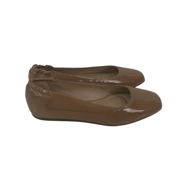 Antonio Melani Women Ballet Flats Tan Beige Patent Leather Size 7M Comfort Shoes