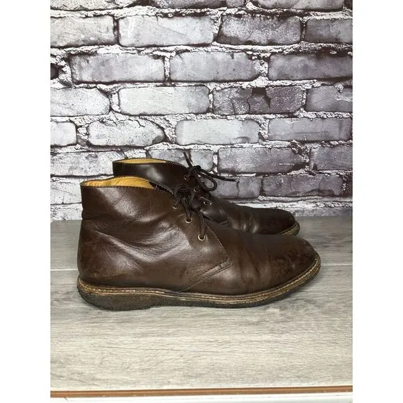 A.P.C Brown Leather Chukka Lace Up Ankle Boots Gum Soles Men Sz 42EU/9M US