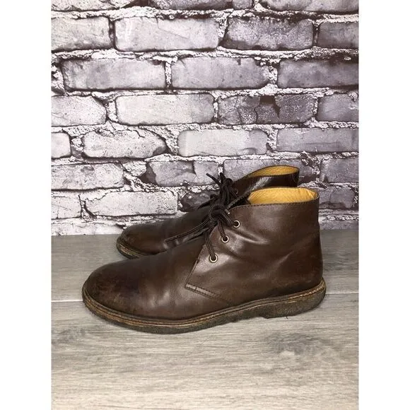 A.P.C Brown Leather Chukka Lace Up Ankle Boots Gum Soles Men Sz 42EU/9M US
