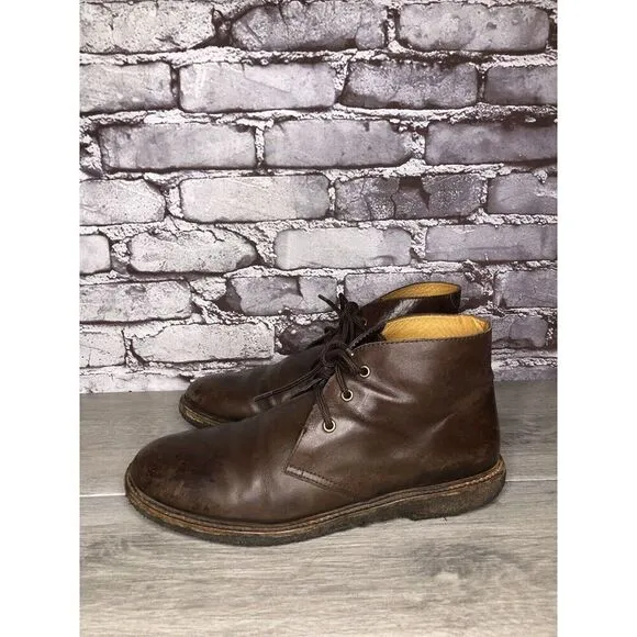 A.P.C Brown Leather Chukka Lace Up Ankle Boots Gum Soles Men Sz 42EU/9M US