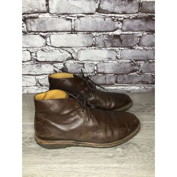A.P.C Brown Leather Chukka Lace Up Ankle Boots Gum Soles Men Sz 42EU/9M US