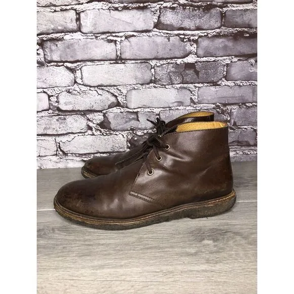 A.P.C Brown Leather Chukka Lace Up Ankle Boots Gum Soles Men Sz 42EU/9M US