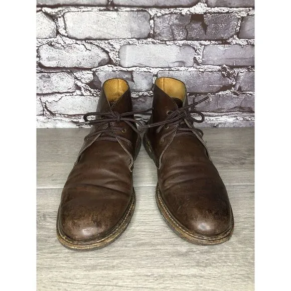 A.P.C Brown Leather Chukka Lace Up Ankle Boots Gum Soles Men Sz 42EU/9M US