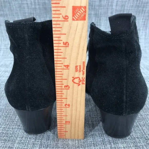 Aquatalia‎ Black Suede Side Zip Ankle Booties Boots Women’s US 7 Block Heel