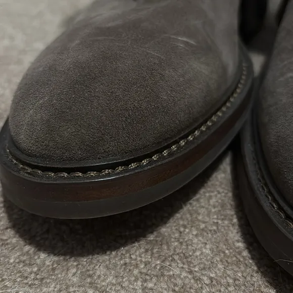 Aquatalia Grey Brown Ankle Boots with Suede Material and Side-Zip Closure