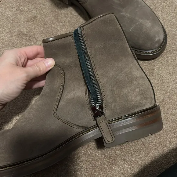 Aquatalia Grey Brown Ankle Boots with Suede Material and Side-Zip Closure