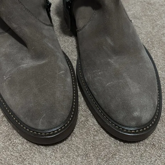 Aquatalia Grey Brown Ankle Boots with Suede Material and Side-Zip Closure