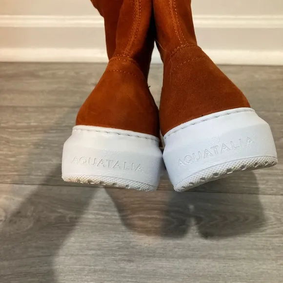 Aquatalia Laina Suede Leather Sneaker Boots Side Zip Size 6.5