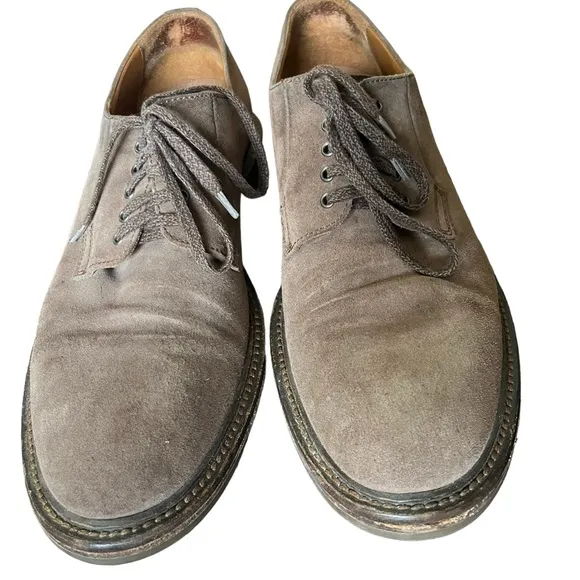 Aquatalia Men's Suede Leather Oxford Derby Taupe Brown Dress Shoes Size 11