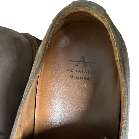 Aquatalia Men's Suede Leather Oxford Derby Taupe Brown Dress Shoes Size 11
