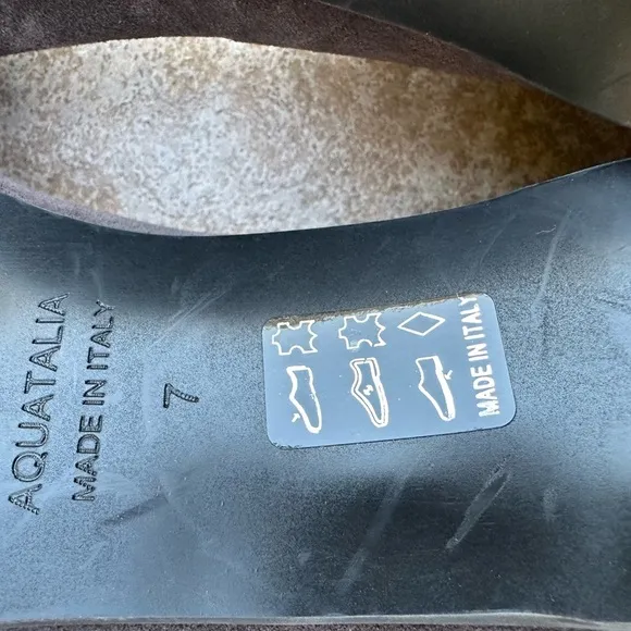 Aquatalia Mindy Gray Suede Pointed Square Toe Flats Size 7