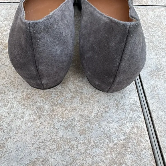 Aquatalia Mindy Gray Suede Pointed Square Toe Flats Size 7