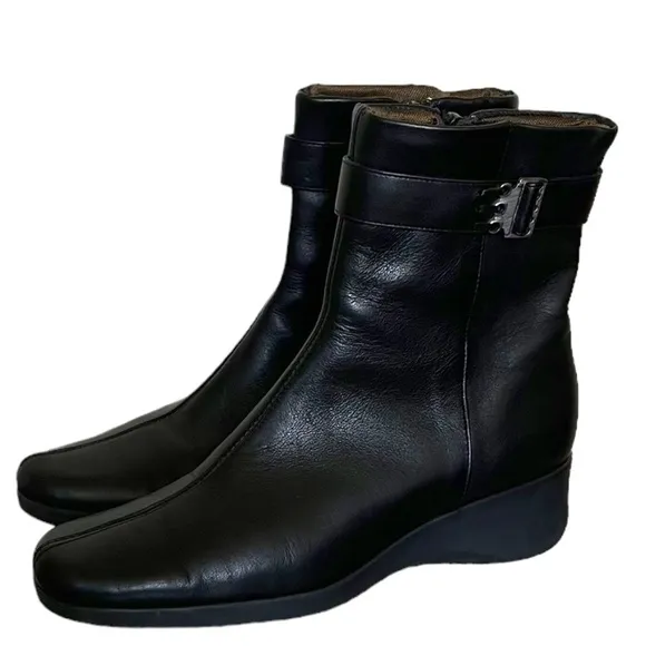 Aquatalia Weatherproof Ankle Boots In Black Leather Size 9