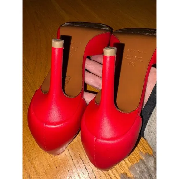 Aquatalia Women's Red D'Orsay Leather Pumps Size 8.5 Stiletto Heels