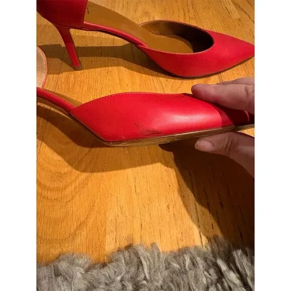 Aquatalia Women's Red D'Orsay Leather Pumps Size 8.5 Stiletto Heels