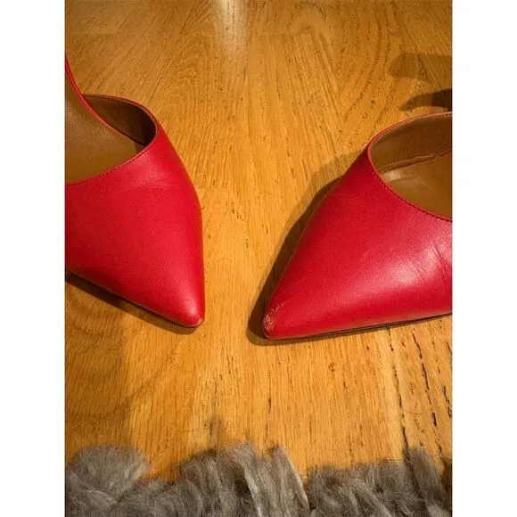 Aquatalia Women's Red D'Orsay Leather Pumps Size 8.5 Stiletto Heels