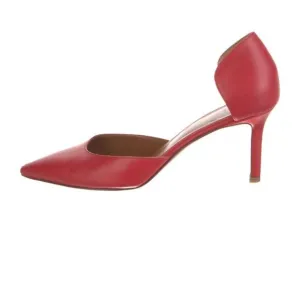 Aquatalia Women's Red D'Orsay Leather Pumps Size 8.5 Stiletto Heels