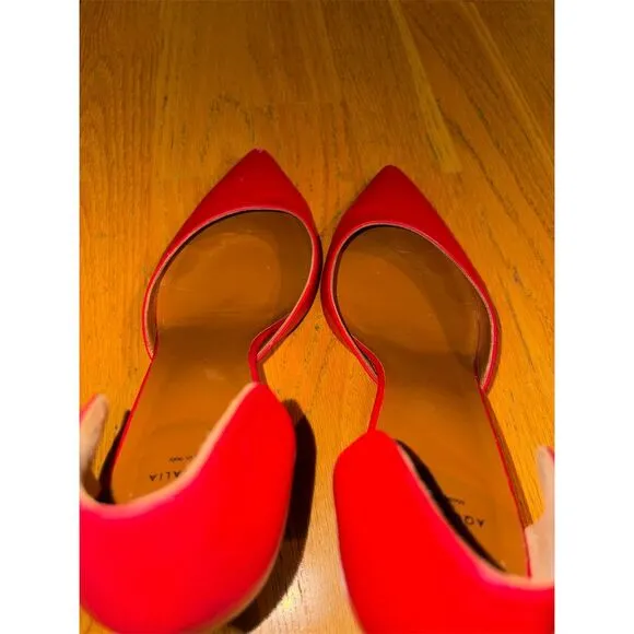 Aquatalia Women's Red D'Orsay Leather Pumps Size 8.5 Stiletto Heels