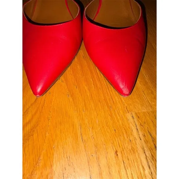 Aquatalia Women's Red D'Orsay Leather Pumps Size 8.5 Stiletto Heels